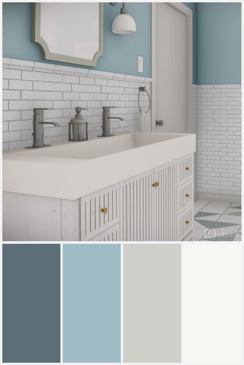 Coastal Bathroom Colors, Coastal Bungalow, Duplex Ideas, Cape Cottage, Bathroom Coastal, Bathroom Color Palette, Yellow Bathroom Decor, Master Suite Bathroom, Small Bathroom Remodel Designs