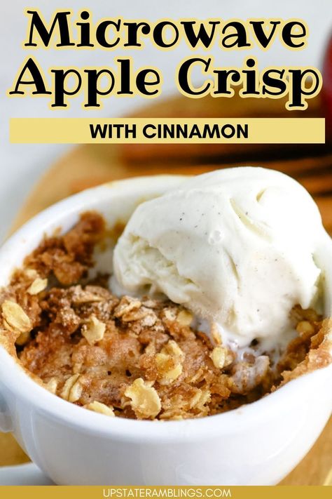 Microwave Apple Crisp Individual Apple Crisp Microwave, Single Apple Crumble, Apple Oatmeal Microwave, Apple Crisp In A Cup Recipe, Single Serving Apple Crisp Microwave, 10 Minute Apple Crisp, Microwave Apple Recipes, Mug Apple Crumble, Apple Crisp Microwave Recipe