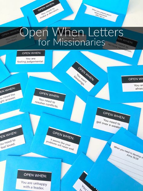 Notes For Missionaries, Open When Letters Christian, Open When Letters For Missionaries, Gifts For Missionary Boyfriend, Missionary Gifts Before They Leave, Mission Call Opening Ideas, Missionary Farewell Party Ideas, Missionary Package Ideas, Lds Missionary Packages