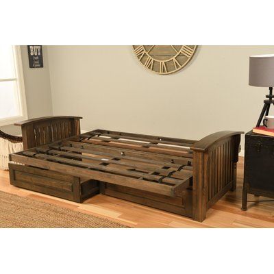 Harriet Bee Clinchport Futon Frame and Storage Drawers Wood Futon Frame, Tufted Mattress, Sofa Height, Queen Size Futon, Full Size Futon, Futon Frames, Sleep Positions, Trail Saddle, Leather Futon