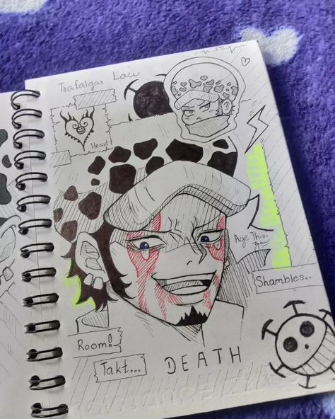 Anime Sketchbook, Trafalgar Law Wallpapers, Law One Piece, Anime Canvas Painting, Scary Drawings, One Piece Cartoon, Harry Potter Tumblr, Trafalgar Law, One Piece Drawing