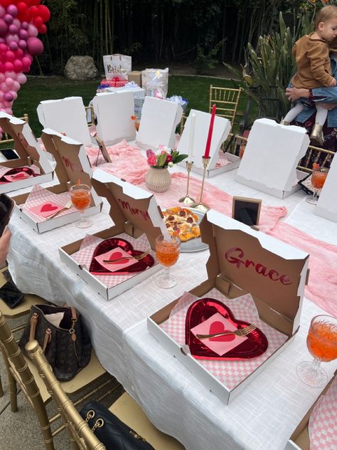 Pizza oven bridal shower Pizza Themed Bachelorette Party, Pizza And Pjs Party, Pizza My Heart Party, Pink Pizza Party, Valentine Bridal Shower Theme, Valentines Theme Bridal Shower Ideas, Galentines Bridal Shower Ideas, Thats Amore Bridal Shower Ideas, Valentines Bridal Shower Ideas