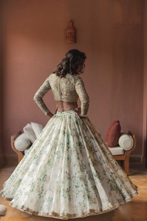 Photo of Sabyasachi floral print lehenga for engagement Asian Fits, Lehenga For Engagement, Lehenga Skirts, Design Lehenga, Bridesmaids Outfits, Asian Couture, Print Lehenga, Bridesmaid Lehenga, Fusion Wear