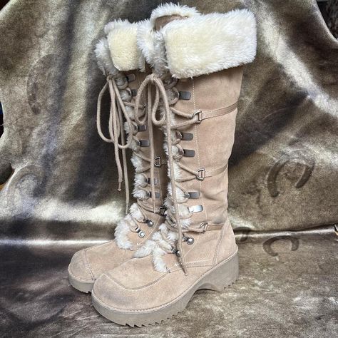 Look what I just found on Depop 🙌 https://depop.app.link/uMMNdPNnHyb Heeled Snow Boots, Y2k Fur Boots, Y2k Winter Boots, Fluffy Winter Boots, Fuzzy Winter Boots, 2000s Alt Fashion, Cute Winter Boots, Bunny Shoes, Fluffy Boots