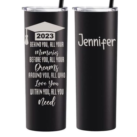 Graduation Tumbler, College Graduation Gift, Inspiring Quote on Tumbler and Name, Laser Engraved Coffee Cup, Class of 2023 Graduation Tumbler, College Grad Gifts, College Graduation Gifts, Class Of 2023, Gift Graduation, Grad Gifts, College Graduation, Letter Patterns, Graduation Gifts