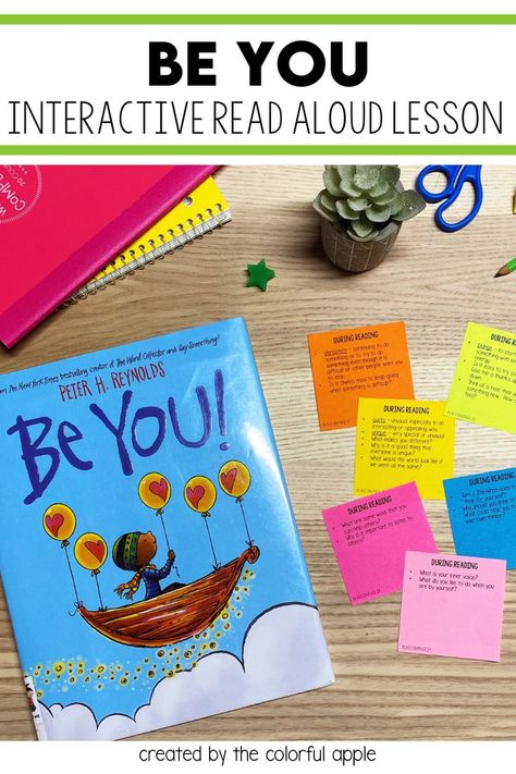 Be You Book Activities, Reading Engagement Strategies, Read Aloud Picture Books, Book Activities For Kids, Activities For Elementary Students, Interactive Read Aloud Lessons, Elementary School Library, Interactive Read Aloud, Classroom Discussion