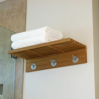 Modern Towel Rack, Accent Shelf, Teak Bathroom, Modern Towels, Towel Shelf, Teak Outdoor Furniture, Teak Wall, Wood Accent, Teak Furniture