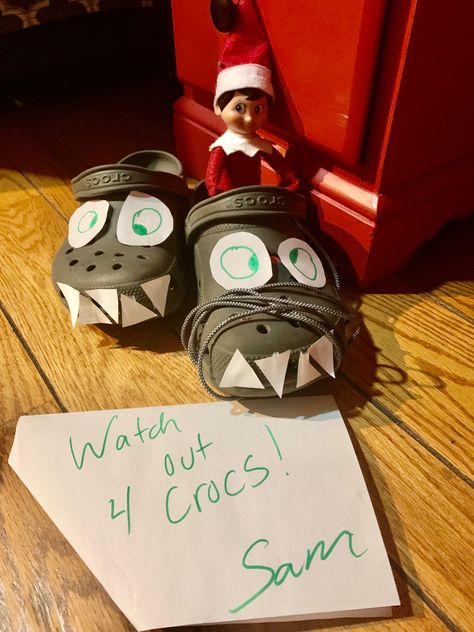 Croc Elf On The Shelf, Crocs Elf On The Shelf, Croc Infested Water Elf, Snoop Dogg Elf On The Shelf, Snoop Dogg Elf On A Shelf, Christmas Crafts For Kids To Make, Fun Party Games, Christmas Food Dinner, Christmas Nail Designs