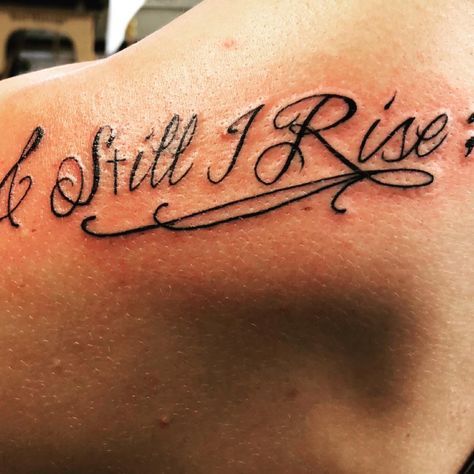 & Still I Rise #semicolontattoo #tattoo #inked #depressionawareness Still I Rise Tattoo, Crazy Tattoos, Semicolon Tattoo, Still I Rise, Weird Tattoos, Name Tattoo Designs, Chest Piece, Name Tattoo, A Tattoo