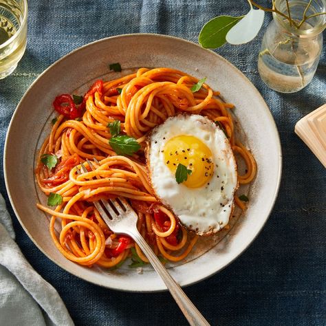 Ketchup Spaghetti for One recipe on Food52 Spaghetti For One, Ketchup Spaghetti, Fried Pasta, Dumplings For Soup, Tomato Pasta Sauce, Western Food, Spaghetti Recipes, Food 52, Meals For One