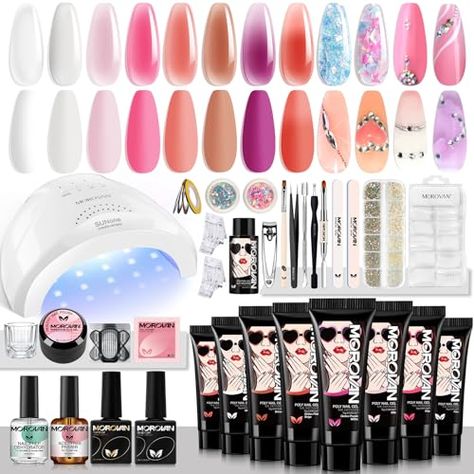 Morovan Poly Gel Nail Kit: Starter Kit 8 Pcs Poly Nail Gel Kit with U V Lamp 48W Complete Poly Gel Kit for Beginners with Everything Professional Summer Nails Tropical, Morovan Poly Gel, Poly Gel Nail Kit, Nails Tropical, Poly Nail Gel, Poly Gel, Nails Kit, Tropical Nails, Gel Nail Kit