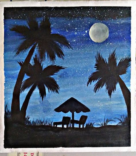 Night scenery painting, easy scenery painting Night Scenery Painting, Painting Scenery, Scenery Painting, Scenery Paintings, Night Scenery, Canvas Ideas, Canvas