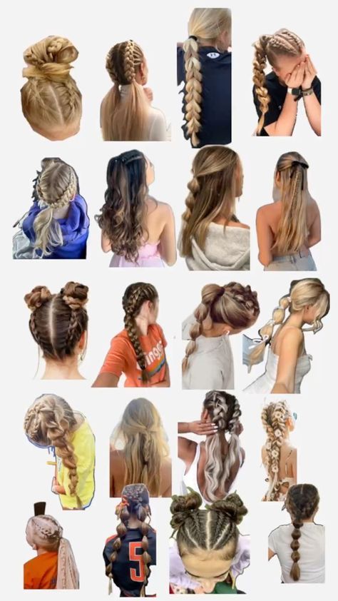 Back To School Hairstyles Middle School, 30 Days Of Hairstyles Simple, Hairstyles For Sports Day At School, Sports Day Hairstyles Schools, Hairstyle For Sports Day, Soccer Hairstyles For Long Hair, Sports Day Hairstyles, Simple Sporty Hairstyles, Long Hair Hairdos