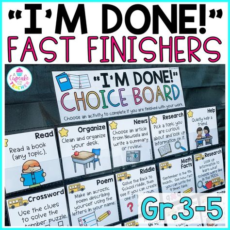 Early Finisher Activities, Classroom Incentives, Fast Finisher Activities, Monthly Activities, Rainbow Writing, Choice Board, Teaching Third Grade, Early Finishers Activities, Funny Fruit