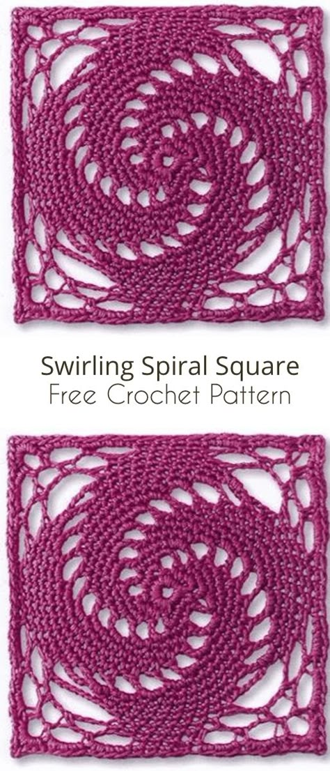 Spiral-Inspired Project Free Crochet Patterns | Your Crochet Spiral Crochet Granny Square Pattern Free, Granny Spiral Crochet Free Pattern, Crochet Square Doily Patterns, Crochet Square Motifs Free Pattern, Crochet Swirl Top, Crochet Spiral Top, Square Doily Patterns Free, Swirl Granny Square, Spiral Granny Square Pattern