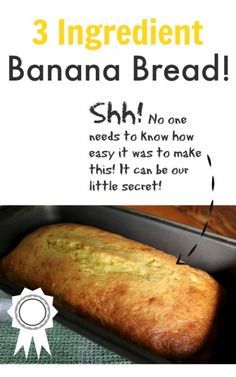 3 Ingredient Banana Bread, 3 Ingredient Banana Bread Recipe, Easy Banana Bread Recipe, 3 Ingredient Recipes, Mix Recipes, Think Food, Yellow Cake, Cake Mix Recipes, Köstliche Desserts