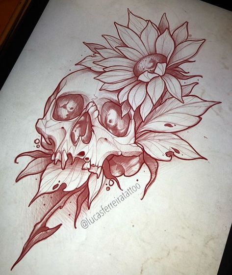 Tattoo Crane, Skull Tattoo Flowers, Sketches Design, Kunst Tattoos, Tattoo Zeichnungen, Skulls Drawing, Sketch Tattoo Design, Skull Tattoo Design, Tattoo Sketch