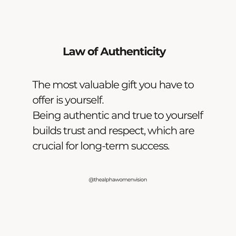 Ladies, focus on these 5 laws and see how life your life will change. Following these success principles, will help you create value for others, be more authentic, influential and open to receptivity which directs your way towards greatness 🤍 It might be difficult to focus on all of them at once so I suggest to focus on 1 of them first. Save this for later📌 and send it to someone who has to see this today💯 Follow @thealphawomenvision for daily empowerment, motivation and inspiration 👑 @t... Principle Quotes Life, Principles Of Life, Identity Quotes, Success Principles, My Values, Send It, Success Mindset, Be True To Yourself, Change Me