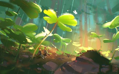 ArtStation - Lucky Lunch Spot Garden Digital Art, Nature Animation, Vis Dev, Environment Painting, Illustration Procreate, Forest Illustration, Background Drawing, Procreate App, Animation Background