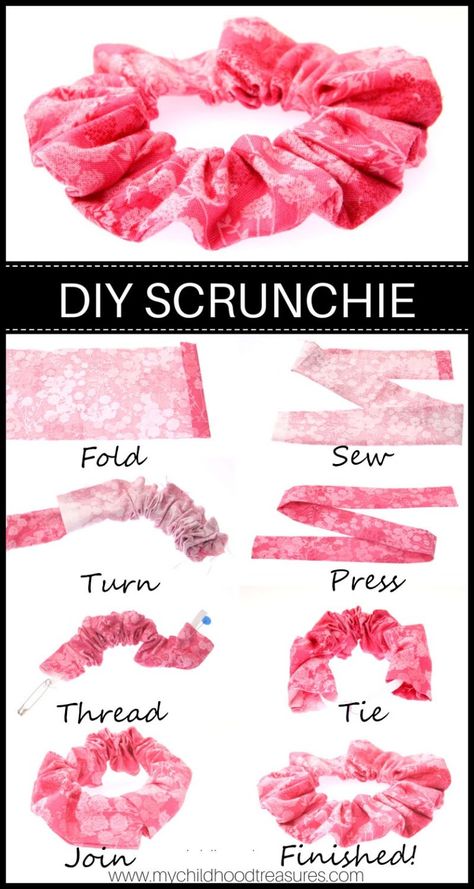 Scrunchie Measurements, Diy Scrunchie, Sick Remedies, Scrunchies Diy, Seni Dan Kraf, Sew Ins, Costura Diy, Beginner Sewing Projects Easy, Hand Stitch