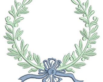 Laurel wreath embroidery design | Etsy Wreath Embroidery Design, Gold Laurel Wreath, Laurel Wreath Embroidery, Free Machine Embroidery Designs Patterns, Leaf Monogram, Wreath Embroidery, Olive Wreath, Monogram Machine, Machine Applique Designs