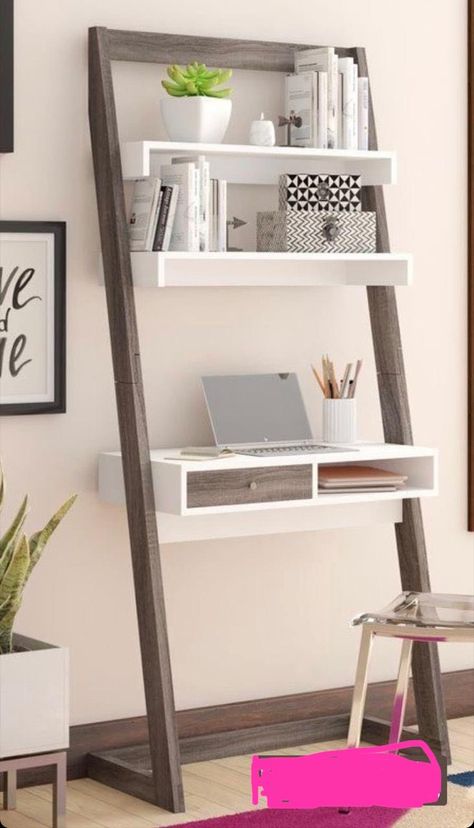 Leaning Ladder Desk, Ladder Desk, Leaning Ladder, Interior Design Diy, Modern Home Office, Diy Desk, Diy Interior, Home Store, Desk Organization