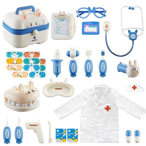 🩺 The Ultimate Doctor Playset for Little Medical Experts! 🩺 🛍 Shop Now at Logan's Toy Chest ebay: https://ebay.us/JLOuKg Help your little ones step into the shoes of a doctor or dentist with the PLANEKO Doctor Kit for Kids! This 24-piece interactive set is perfect for kids aged 3-5, encouraging imaginative play while teaching valuable health practices. From a light-up stethoscope with heartbeat sounds to a full range of medical tools, your aspiring doctor will have everything they need fo... Kids Doctor Kit, Heartbeat Sound, Doctor Play Set, Nurse Kit, Medical Tools, Doctor Costume, Playing Doctor, Interactive Experience, Health Practices