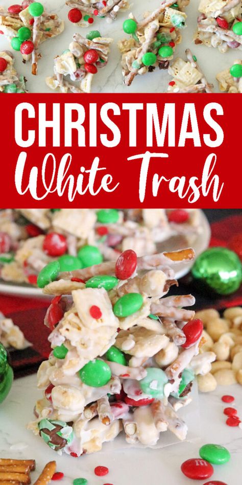 Christmas White Trash, White Trash Snack Mix, Trash Recipe, White Trash Recipe, Christmas Snack Mix, Christmas Snacks Easy, No Bake Christmas, Holiday Desserts Christmas, Jul Mad