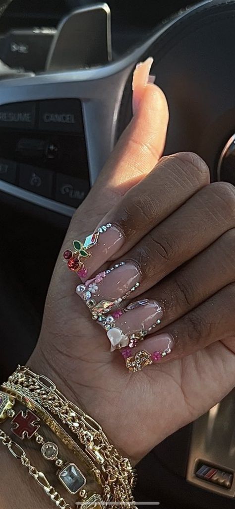 Short Duck Junk Nails, Summer Duck Nails, Duck Junk Nails, Junk Duck Nails, Short Junk Nails, Short Duck Nails, Duck Nails Short, Nails Duck, Duck Nail