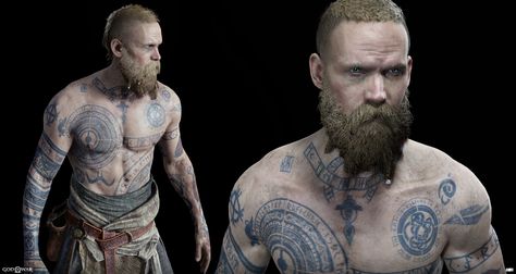 Baldur Gow Fanart, Gow Ragnarok, God Tattoos, Digital Sculpting, Nordic Tattoo, Gaming Art, New Gods, Viking Art, Viking Warrior