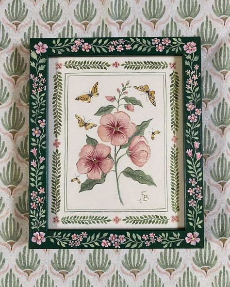 Hand Painted Border Designs, Wooden Painting Ideas Wall Art, Wall Painting Ideas Flowers, Simple Modern Art Paintings, Painted Archway, Art Border Design, Flower Border Design, Floral Painted Furniture, Watercolour Pattern