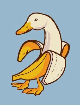 Banana Duck Art, Banana Duck Drawing, Banana Duck, Surrealism Drawing, Duck Drawing, Duck Art, Drawing Inspo, Drawing Reference, Rabbits