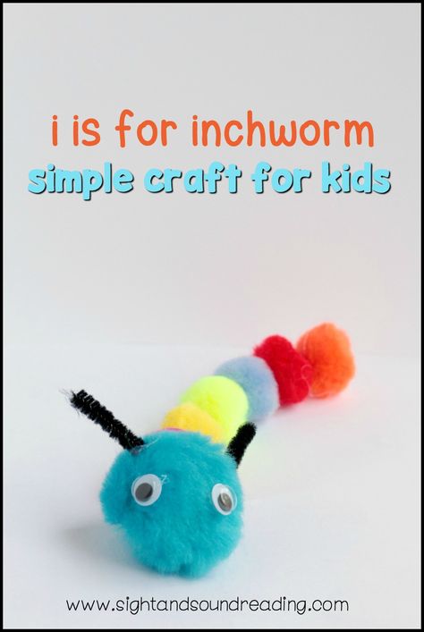 Use this inchworm pom pom letter i craft when studying the short letter I during I week or any time you're working on the letter I. via @sightsoundread Letter I Craft, Letter I Activities, Letter I Crafts, Pom Pom Letters, The Letter I, Letter Crafts, Insect Crafts, Fall Preschool Activities, Kindergarten Fun