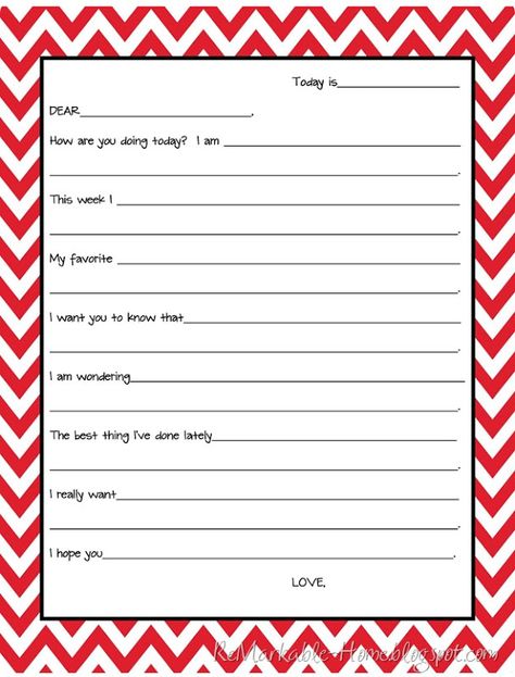 FREE Printable Kids Form Letter from ReMarkable-Home.blogspot.com  form letter with prompts to help kids write letters to loved ones Letter Writing For Kids, Letter Template For Kids, Form Letter, Donation Letter, Letter Writing Template, 2nd Grade Writing, Handwritten Letter, Write Letters, Pen Pals