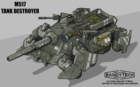 "M517 Tank destroyer" by Eldar Safin Fantasy Tank, Aerospace Design, Sci Fi Tank, Concept Vehicles Sci Fi, Stealth Aircraft, Military Armor, Tank Destroyer, Military Units, Tank Design