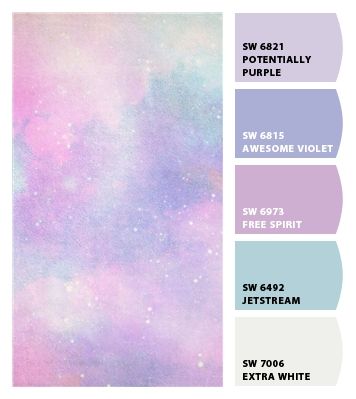 Light Blue And Lavender Bedroom, Lavender Haze Color Palette, Periwinkle Color Scheme, Periwinkle Color Palette, Benjamin Moore Purple, Lavender Color Scheme, Desi Design, Mint And Purple, Lavender Bathroom