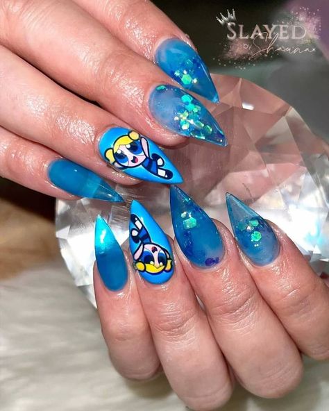 Powerpuff Girls Bubbles, Girls Nails, Powerpuff Girls, Bubbles, Nail Art, Nails, Hair Styles, Makeup, Hair