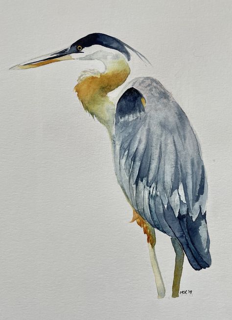 Bird Painting Acrylic, Heron Art, Bird Watercolor Paintings, Great Blue Heron, Herons, Watercolor Flower Art, Art Painting Gallery, Bird Artwork, Watercolor Art Lessons