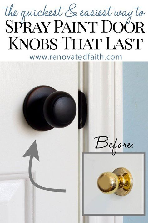 Spray Painting Door Knobs on a Budget Does spray painting door knobs last? With this easy tutorial, you’ll learn how to spray paint door knobs that are so durable they outlast the house! What if you had an extra $200 to spend on your home? Would you rather spend it on doorknobs or something more exciting like shiplap or farmhouse wall art? Refinishing old door hardware makes a huge impact when updating the look and feel of your home. With this tutorial and video, I show you how to spra Spray Paint Door Knobs, Spray Painting Door Knobs, Oil Rubbed Bronze Door Knobs, Paint Door Knobs, Bathroom Door Knob, Paint Door, Best Spray Paint, Bronze Door Knobs, Old Door Knobs