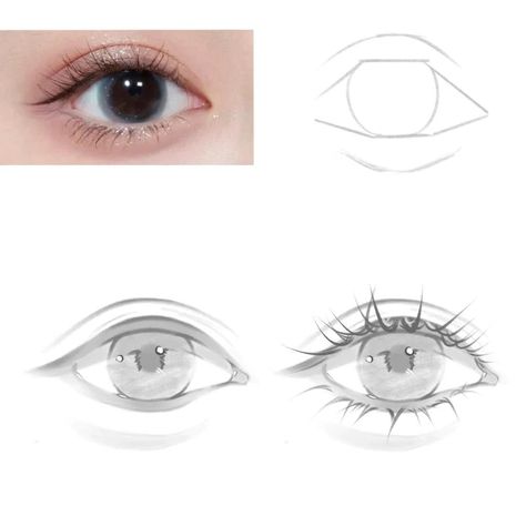 how to draw eyes drawing references – Bujo Art How To Draw Human Eyes, Korean Eyes Draw, Eyes Angles Drawing, Semi Realism Eyes Tutorial, Eye Lashes Drawing, How To Draw Semi Realism, Semi Realistic Eyes, Eye Sketches, Book Sketches