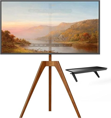 Amazon.com: PUTORSEN Premium Wood Easel TV Stand, Adjustable TV Tripod Stand for 45-65 Inch LED LCD Screen, Swivel TV Floor Stand with Top TV Shelf and Magnetic Concealed Cable Management, Max Load 88lbs, Walnut : Everything Else Tv Tripod Stand, Tv Stand Tripod, Tv Tripod, Easel Tv, Easel Tv Stand, Portable Tv Stand, Tv Floor Stand, Media Shelf, Swivel Tv