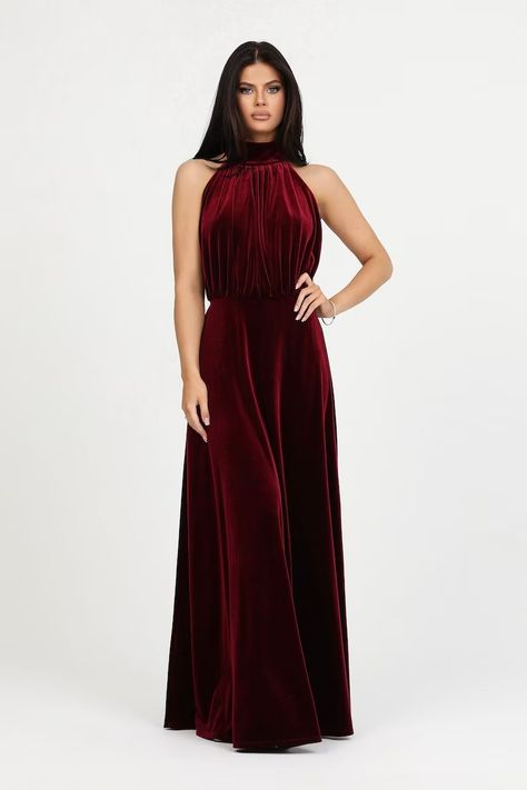 Burgundy Velvet Dress, Bridesmaid Dress, Backless Dress, Wedding Guest Dress, Velvet Long Dress, Reception Dress, Evening Dress - Etsy Croatia Dress Low Back, Low Back Dress, Burgundy Velvet Dress, Rustic Dresses, Burgundy Maxi Dress, Fall Bridesmaid Dresses, Velvet Dress Long, Low Back Dresses, Maid Of Honour Dresses