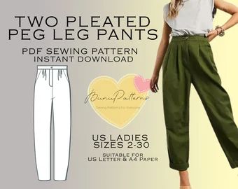 BunuPatterns - Etsy Pleated Pants Pattern Free, Pleated Pants Sewing Pattern, Plus Size Pants Sewing Pattern, Sewing Pattern Wide Leg Pants, Pleated Trousers Pattern, Wendell Bambleby, Trousers Pattern Female, Pants Sewing Pattern Free, Free Plus Size Sewing Patterns