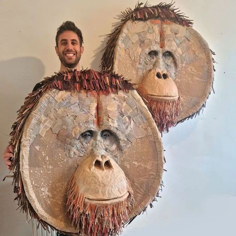 Josh Gluckstein Paper Plate Awards, Custom Paper Dolls, Cardboard Art Sculpture, Cardboard Animals, Paper Mache Projects, Paper Mache Animals, Cardboard Sculpture, Trash Art, Paper Mache Art