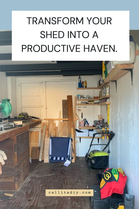 Convert Shed To Office, Shed To Office Conversion Interior, Shed To Office, Diy She Shed On A Budget, She Shed On A Budget, Shed Makeover Ideas, Diy She Shed, Converted Shed, Shed Makeover