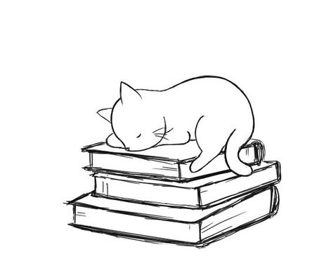 Cat With Books Tattoo, Cat On Books Tattoo, Book And Cat Tattoo, Cat Book Tattoo, Cat And Book Tattoo, Bookish Doodles, Kitten Tattoo, Bookish Tattoos, Food Tattoos