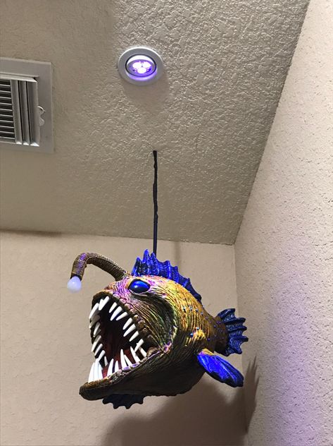 Prop Showcase: - Angus the Angler Fish | Halloween Forum Clay Angler Fish, Angler Fish Art, Ocean Room Decor, Clay Monsters, Halloween Forum, Clay Fish, Ocean Room, 5th Birthday Party Ideas, Taxidermy Art