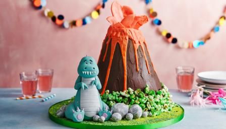 Volcano Dinosaur Cake, Volcano Birthday Cake, Dinosaur Cake Ideas, Volcano Birthday, Dinosaur Volcano, Perfect Birthday Cake, Volcano Cake, Science Birthday, Bbc Food