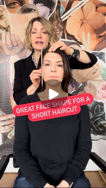 Sonna Jean Brado on Instagram: "When my client said “I want a short haircut” I knew it would be beautiful on her! 💃👍

Of course she looks great with long hair, but she also has a beautiful face shape for short hair. Just look at the difference when I pull the hair back away from her face.. you immediately see how the emphasis travels up to her cheekbones and eyes. 

Don’t be afraid of change!" Short Haircut For Long Face Shape, Short Hair For Long Face Shape, Long Face Haircuts, Haircuts For Older Women, Long Face Shapes, I Knew It, Hair Back, Long Faces, Short Haircut