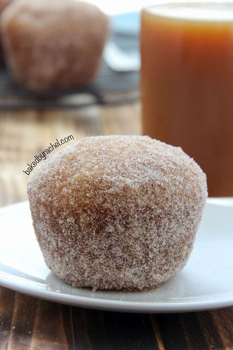 Apple Cider Donut Muffin Recipe from @bakedbyrachel Cider Recipes, Muffin Breakfast, Breakfast Baking, Donut Muffins, Apple Recipe, Donut Dessert, Breakfast And Brunch, Muffin Man, Baking Recipe